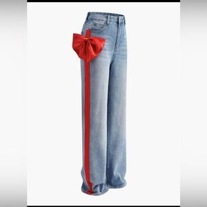 Micas Red Bow Detail Jeans NWT